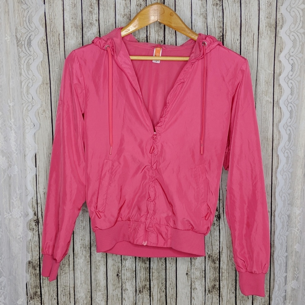 Lucy Ruffle Trim Windbreaker Jacket Sz XS
